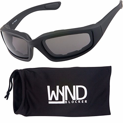 WYND Blocker Polarized Motorcycle & Fishing Floating Sports Wrap Sunglasses (Black/PZ Smoke Lens)