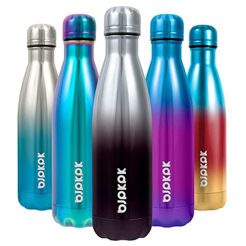 BJPKPK Insulated Water Bottles -17oz/500ml -Stainless Steel Water bottles, Sports water bottles Keep cold for 24 Hours and hot for 12 Hours,Silver miner