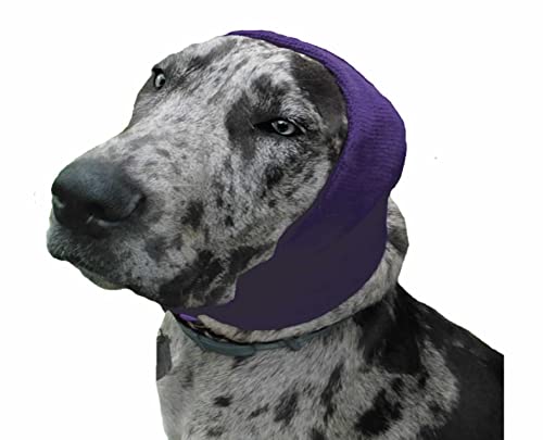 Happy Hoodie The Original Calming Band for Dogs & Cats - for Anxiety Relief – Noise Canceling for Fireworks, Thunderstorms, Pet Grooming & Force Drying - Dog Calming Aid Since 2008 (X-Large, Purple)