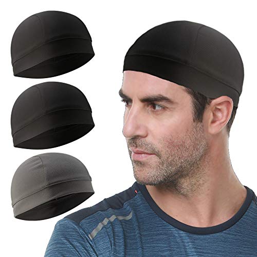 3 Pack Cooling Skull Cap Helmet Liner Sweat Wicking Cycling Running Hat for Men Women