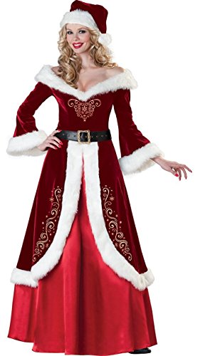 Cuteshower Women's Deluxe Costume Mrs. Claus Clothing Cosplay Suit for Christmas Large