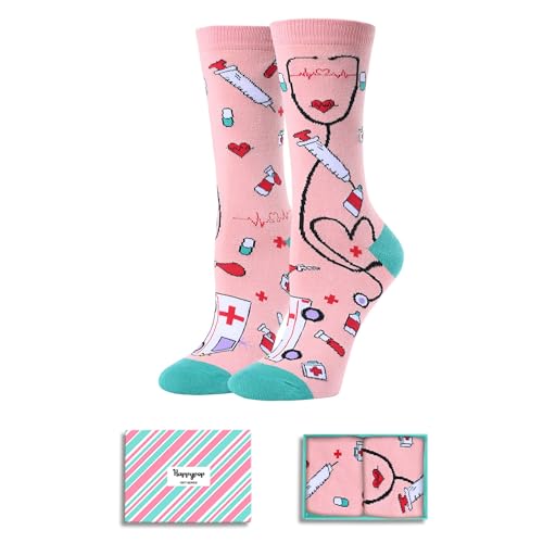 HAPPYPOP Nurse Socks Women Doctor Socks Medical Socks Pharmacy Socks, Nurse Gifts Nursing Student Gifts Medical Assistant Gifts Doctor Gifts