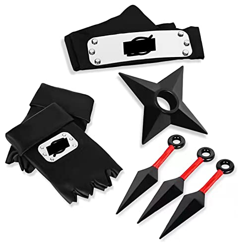 GHQBDMG 4 Pcs Anime Headband and Cosplay Gloves Kakashi Ninja Gloves(2nd Generation),Cosplay Accessories,Headband Cosplay Partys