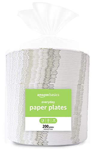 Amazon Basics Everyday Paper Plates, 8 5/8 Inch, Disposable, 200 Count