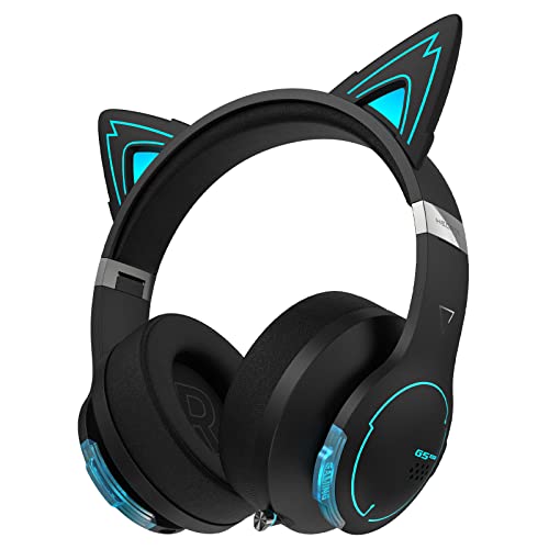 Edifier G5BT CAT Wireless Bluetooth Gaming Headset with Mic, Wired Cat Ear Headphones, Over Ear Headphones with Detachable Cat Ear, RGB Light, for PC, PS5, PS4, Nintendo Switch (Black)