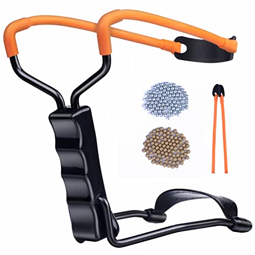 DADONFANG Professional Slingshot Set for Adults - A Simple but Powerful Hunting and Shooting Slingshot with a Sturdy Sling Shot Bow, 2 Packs of Slingshot Ammo, and a Slingshot Band.