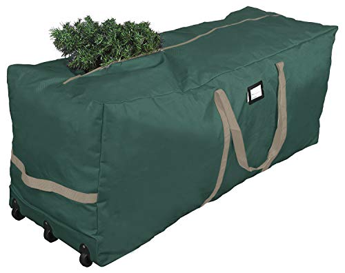 ProPik Christmas Rolling Tree Storage Bag, Fits Up to 9 ft. Tall Disassembled Holiday Tree, 25' X 20' X 60', Extra Large Heavy Duty Storage Container with Wheels, Front and Side Handles (Green)