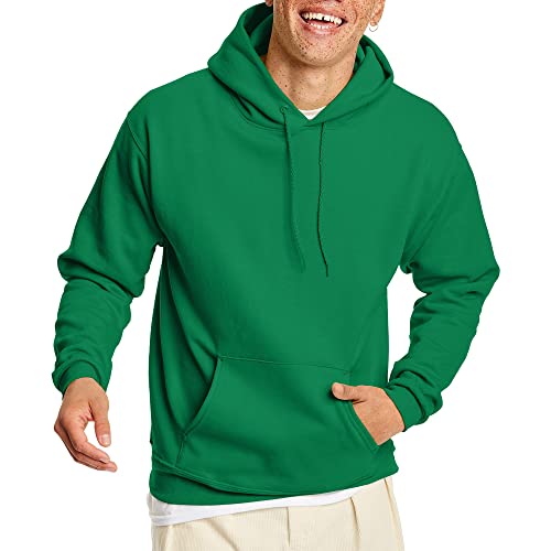 Hanes Men's Pullover EcoSmart Hooded Sweatshirt, kelly green, Large