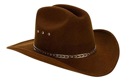 Brown Child Faux Felt Western Cowboy Hat with Brown and Gold Band