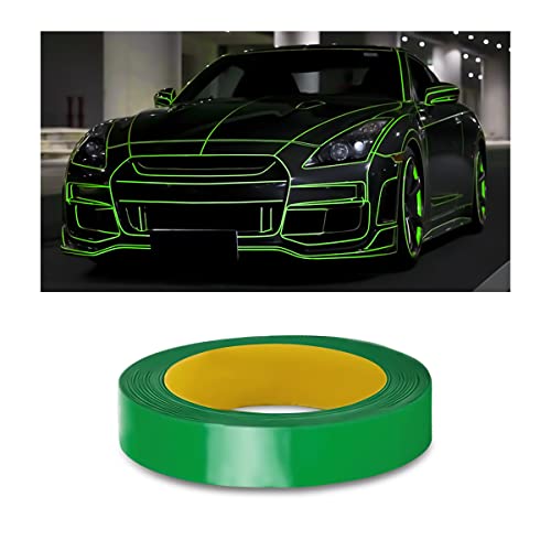 0.4''×197'' Car Reflective Strips Stickers for Body Rim, Funny DIY Warning Safety Decoration Strip Decals, Self-Adhesive Night Visibility Reflective Tape for Most Cars, Motorcycles, Bikes (Green)