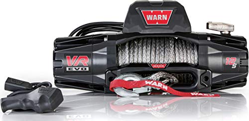 WARN 103255 VR EVO 12-S Electric 12V DC Winch with Synthetic Rope: 3/8' Diameter x 90' Length, 6 Ton (12,000 lb) Pulling Capacity , Black