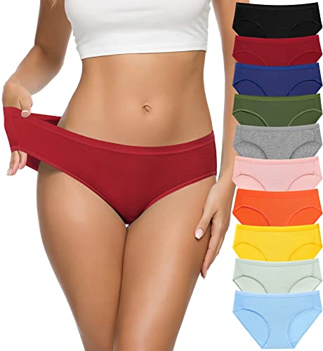 CULAYII Bikini Underwear for Women,Womens Underwear Seamless Low Waist Cotton Panties for Women High-Cut Stretch Cheeky Underwear Multipack -10 pack, XL