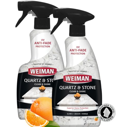 Weiman Quartz Countertop Cleaner and Polish (2 Pack w/Micro Towel) Clean and Shine Your Quartz Countertops Islands and Stone Surfaces with Ultra Violet Protection