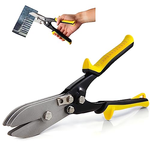 SLNIHAMS 5-Blade Hand Crimper Sheet Metal Tools, Hvac Tool for 24-28 Gauge Duct Work Downspout and Stove Pipe, 10-1/2' Sheet Metal Crimper Gutter End Cap Duct Crimping Tool