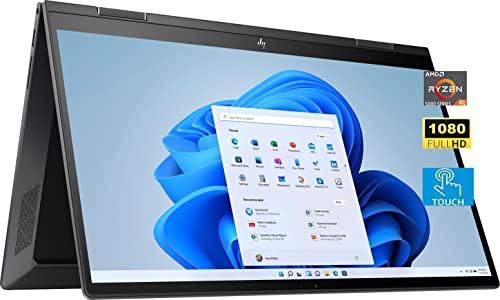HP Envy x360 2-in-1 15.6' FHD Touchscreen Laptop, AMD Ryzen 5 5625U, 16GB RAM 256GB SSD, Wi-Fi, Bluetooth, HDMI, Webcam, Backlit Keyboard, Windows 11 Home, Nightfall Black (Renewed)
