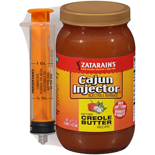 Zatarain's Cajun Injector Fat Free Creole Butter Recipe Injectable Marinade with Injector, 16 fl oz