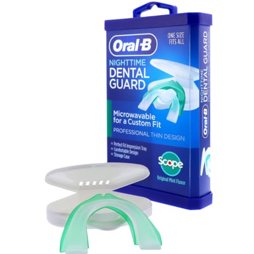 Oral-B Nighttime Dental Guard, Less Than 3-Minutes for Custom Teeth Grinding Protection with Scope Mint Flavor, Standard