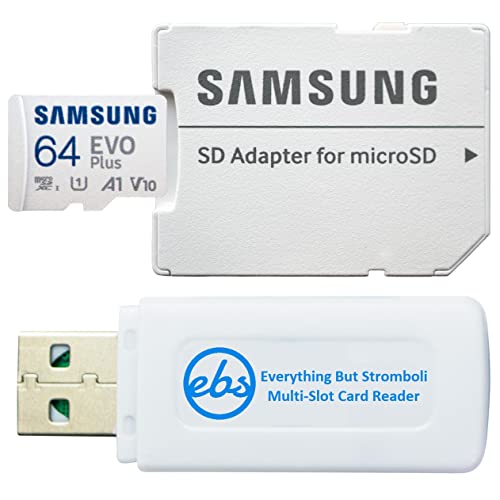 Samsung 64GB Micro SDXC Class 10 UHS-I EVO Plus Memory Card Works with Nintendo Switch, Switch Lite, Switch OLED Gaming Console (MB-MC64KA) Bundle with 1 Everything But Stromboli Micro SD Card Reader