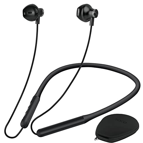 ZXQ Q2 Wireless Neckband Bluetooth Headphones, Neckband Earbuds with Magnetic, Sport Earphones with Microphone, Upgrade 15 Hours Playtime,USB Type C Charge,Carry Case Ear Hook (Black)