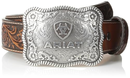 ARIAT Men's Straight Floral Buckle, Black/Tan, 32