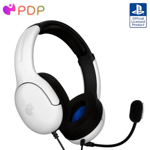 PDP AIRLITE Wired Stereo Gaming Playstation Headset with Noise Cancelling Boom Microphone: PS5/PS4/PS3/PC (Frost White)