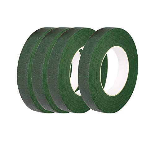 CDOFFICE 4 Rolls Dark Green Floral Tapes for Bouquet Stem Wrapping and Florist Craft Projects(1/2' Wide, 30 Yard/Roll)