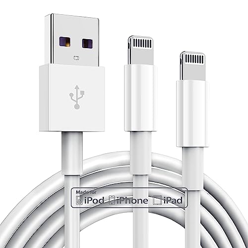 TUMABER 2 Pack Apple MFi Certified iPhone Charger Cable 10 Ft, Lightning to USB Cord Foot, 2.4A Fast Charging,Apple Phone Long Chargers for 13/12/11/11Pro/11Max/ X/XS/XR/XS Max/8/7/6, White (C36W7)