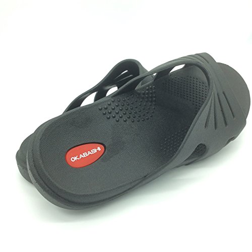 OKABASHI Men's Eurosport Slides (Black, L) | Slides w/Arch Support | Versatile Muscle Recovery & Shower Shoe