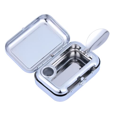 GARNECK Mini Compact Stainless Steel Portable Ashtray, Car Supplies White Patch Ashtray with Lid