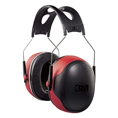 3M Pro-Grade Noise-Reducing Earmuff, NRR 30 dB, Lightweight and Adjustable, Black/Red, One Size
