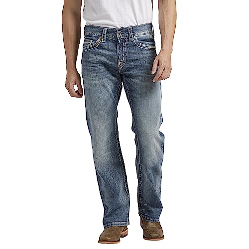 Silver Jeans Co. Men's Zac Relaxed Fit Straight Leg Jeans, Light Indigo, 34W x 32L