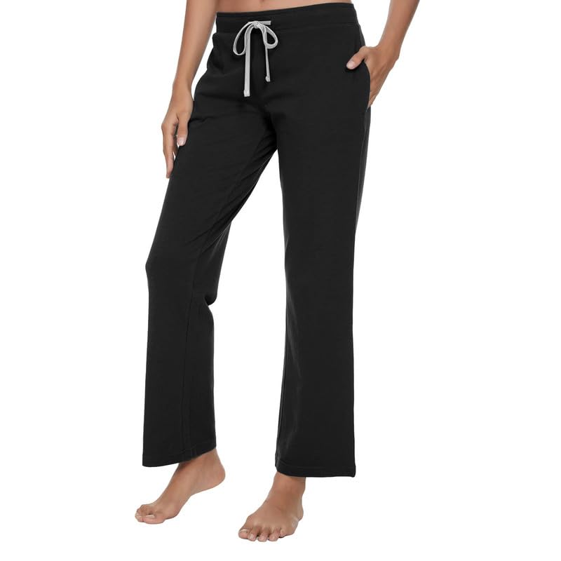 U2SKIIN Pajama Pants for Women Soft, 100% Cotton Comfortable Womens Lounge Sleep Pj Bottoms for Women(Black, M)