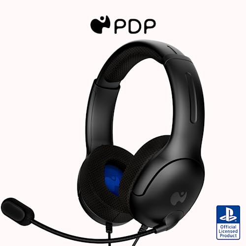 PDP AIRLITE Wired Stereo Gaming Playstation Headset with Noise Cancelling Boom Microphone: PS5/PS4/PS3/PC (Black)
