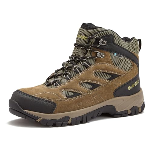 HI-TEC Yosemite WP Mid Waterproof Hiking Boots for Men, Lightweight Breathable Outdoor Trekking Shoes - Dark Green, 12 Medium