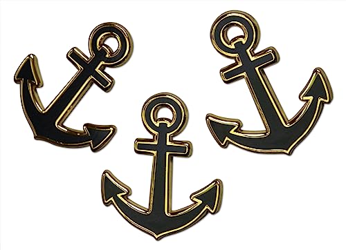 Novel Merk Lighthouse, or Anchor, or Nautical Ocean Lover Lapel Pin, Hat Pin & Tie Tack Set with Clutch Back (3-Anchor)