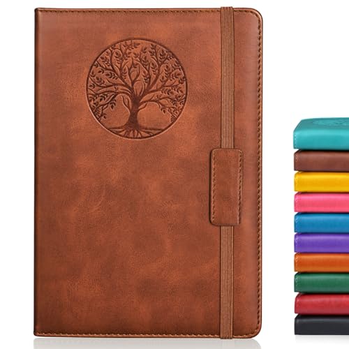 Biuwory Lined Journal Notebook for Women Men,256 Pages A5 Hardcover Leather Journals for Writing,Travel,Business,Work & School,College Ruled Notebooks for Note Taking,Diary Notepad 5.7'×8.3'(Brown)