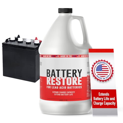 Battery Restore For Lead Acid Batteries - Made In USA - 64oz Formulated Solution Extends Battery Life & Expands Charge Capacity - Safe & Effective For Golf Carts, Motorcycles, Boats & ATVs - Non-Toxic