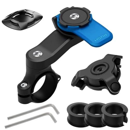 LLII Motorcycle Phone Mount Bike Handlebar Cell Phone Holder Fork Stem Case for GPS, 360°Rotation Shock-Absorbing Riding Navigation Fixed Bracket for 4.7In-7.2In Smartphones(Blue)