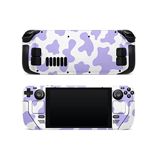 ZOOMHITSKINS Steam Deck Skin, Compatible with Steam Deck Skins, Cute Cow Skin Purple Pastel Milky Lovely, Protective Skin Wrap Set for Valve Steam Deck Accessories, Durable, Glitter Overlaminate
