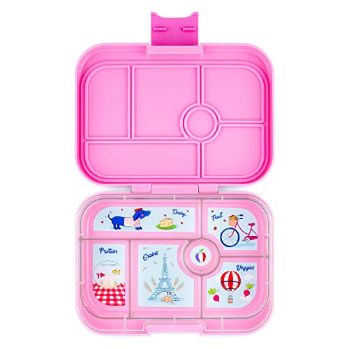 Yumbox Original Leakproof Bento Lunch box for Kids, 5 Compartments + Dip Well, Easy-Open Latch, Just Right Portions, Removable Illustrated Tray (Fifi Pink - Paris), Ages 3-7…