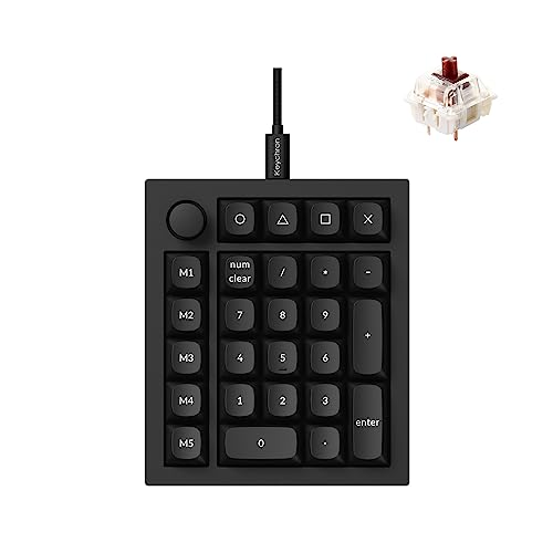 Keychron Q0 Plus Wired Full Aluminum Custom Number Pad, QMK/VIA Programmable Macro with Hot-swappable Gateron G Pro Brown Switch Compatible with Mac Windows Linux (Black)
