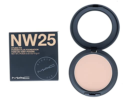 MAC Studio Fix Powder Plus Foundation - NW25 - Mid Tone Beige with Rosy Undertone for Light to Medium Skin (Neutral-warm) 15g / 0.52oz