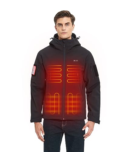 HENNCHEE Heated Jackets for Men with Battery Pack, Heating Coat Electric Self Heating Coat L