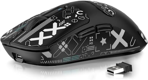 MANBASNAKE Wireless Gaming Mouse + Griptape, 49g Triple Mode Ergonomic Computer Mouse, PAW3395 26K DPI Sensor, 200h Battery Life, Programmable Buttons, Gaming Accessories for PC/Laptop/Mac