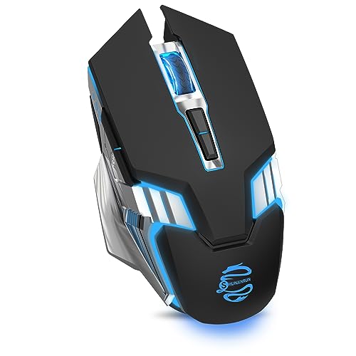 Wireless Gaming Mouse Bluetooth Mouse, RGB Rechargeable Multi Device Mouse, Quiet Click, 7-Color Backlit, LED Light up Computer Mice for Laptop PC iPad Tablet MacBook Chromebook Office Games - Black