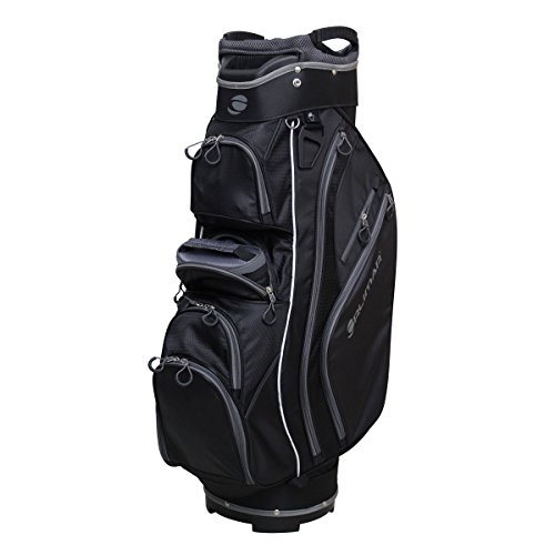 Orlimar Golf CRX Cooler Cart Bag, Black/Charcoal Golf Club Bag for Men with Removable 6 Can Cooler Pocket Built in 15 Way Divider Top 9 Zippered Pockets Rain Hood Cover Carry Strap Putter Well