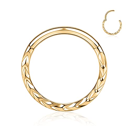 16G Septum Nose Ring Helix Tragus Daith Cartilage Earring Septum Jewelry Septum Clicker Nose Rings Hoop Cute Nose Daith Helix Septum Tragus Piercing Jewelry Hinge Clicker Hoop for Women 6mm Gold