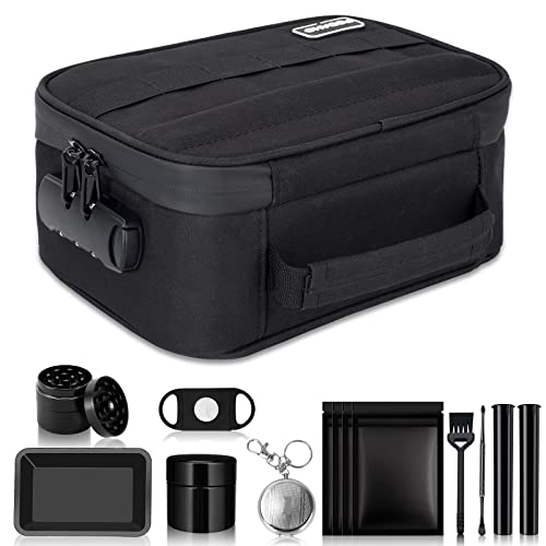 PODAHO Large Storage Lock Bags with 9 Accessories, Premium Storage Case with Combination Lock For Home and Travel, Black