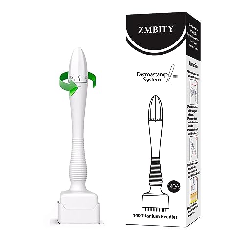 ZMBITY 140 Titanium Adjustable Microneedling Derma Stamp -Derma Microneedle Pen for Body & Hair & Beard - Skin Care - Dr Beauty Pen For Men and Women Home Use