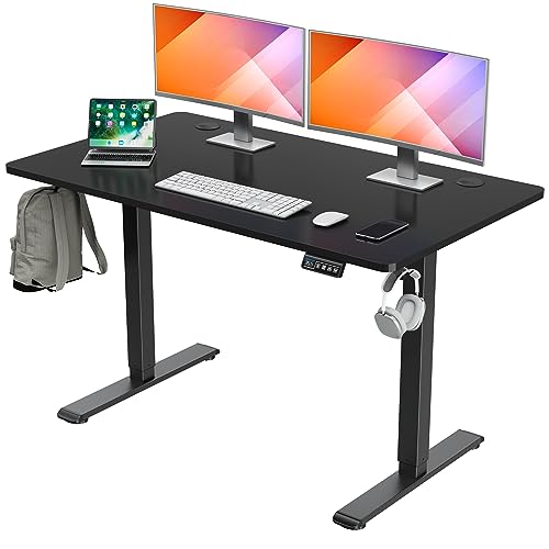 MOUNTUP Height Adjustable Electric Standing Desk Whole-Piece, 48 x 24 Inches Quick Assembly Sit Stand Desk, Stand Up Desk with Memory Controller, Ergonomic Desk, Black